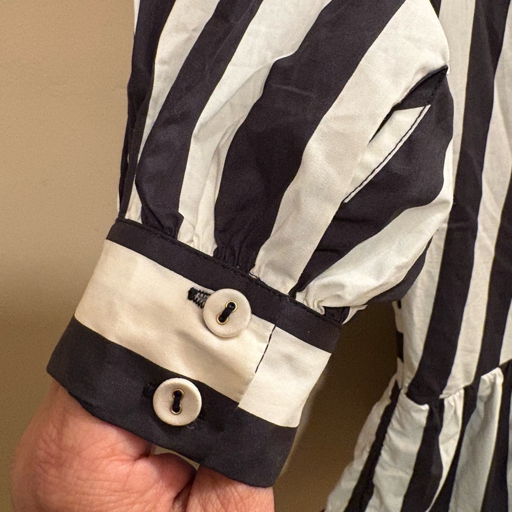 NWOT FARM Rio Mixed Stripes Black & White Short Sleeve Mini Dress Women’s XXS - Picture 8 of 16